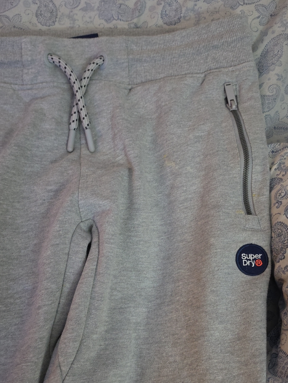 Superdry Kids Light Grey Joggers with Branded Patch